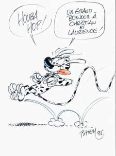 Batem | Dédicace représentant le Marsupilami Encre de chine... | Vermot et Associés