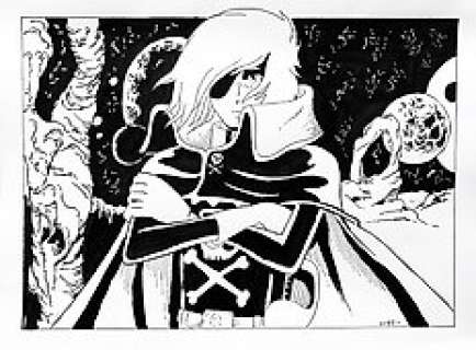 Luciano Bernasconi | Capitan Harlock - illustrazione originale di Lube - firmata - Page volante | Catawiki