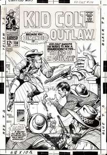 Herb  Trimpe Werner Roth - Kid colt outlaw #138 cover (large art) 1967