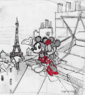 Tony Fernandez, Disney Artist | Mickey & Minnie - Love In Paris - Original Sketch - Tony Fernandez | Catawiki