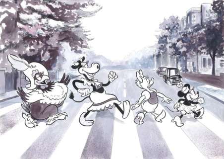 Tony Fernandez, Disney Artist | Disney Girls Inspired By The Beatles Abbey Road - Large Painting - Tony Fernandez Signed - Original Artwork - 70 x 50 cm | Catawiki