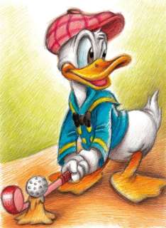 Joan Vizcarra | Donald Duck Smart Golfer! - Fine Art Giclée Signed By Joan Vizcarra - Canvas | Catawiki
