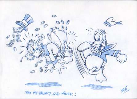 Xavi (Xavier Vives Mateu) | Uncle Scrooge - Dibujo original - Scrooge and angry Donald - Size: 29,7 x 21 cm. - (2000) | Catawiki