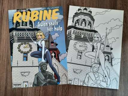 Schokaert, Pascal | Schokaert, Pascal - Originele tekening + kleurenprint - "Supers - Rubine & Natasja" | Catawiki