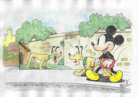 Millet | Millet - Original drawing - DIN A3 - Mickey Mouse & Pluto | Catawiki