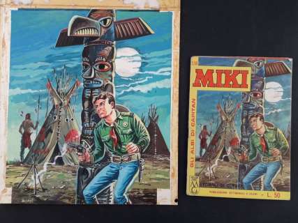 Luigi Bignotti | Capitan Miki Libretto n. 230 - Bignotti - Originale di Copertina "Segnali di Guerra" - Firmato - Page volante - Exemplaire unique - (1966) | Catawiki