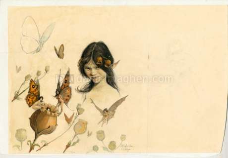 Jean-Baptiste Monge - Illustration originale - le visage est sur 2 feuilles différentes - A la recherche de Féerie