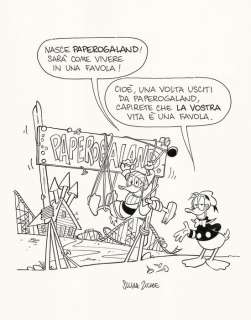 Silvia Ziche | Topolino # 2941 - Silvia Ziche - illustrazione originale "Che aria tira a... Paperopoli" - Page volante - Exemplaire unique - (2012) | Catawiki