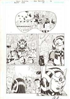 Chris Batista, Rich Perrotta - Booster gold #34 p. 16 - mister miracle, blue beetle, big barda, and booster gold scoping out - 2010 signed