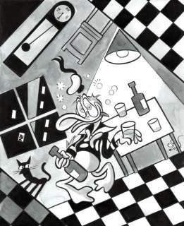 Tony Fernandez, Disney Artist | Donald Duck inspired by Dali’s "Madrid. Drunk Man" (1922) - Original Painting - Tony Fernandez Signed - Acrylic Art | Catawiki