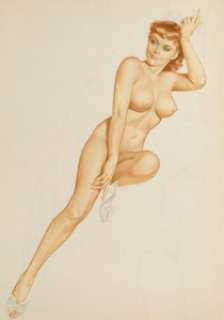 Alberto Vargas (American, 1896-1982)
 Nude with Shoe (Jeanne Dean)
 Watercolor and pencil on paper
 29 x 20.5 in. (sight... | Heritage