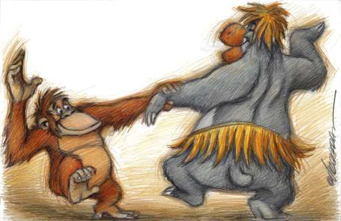 Joan Vizcarra | Baloo & King Louie [The Jungle Book] - Original Drawing - Joan Vizcarra - 50 x 32 cm - Pencil Art | Catawiki