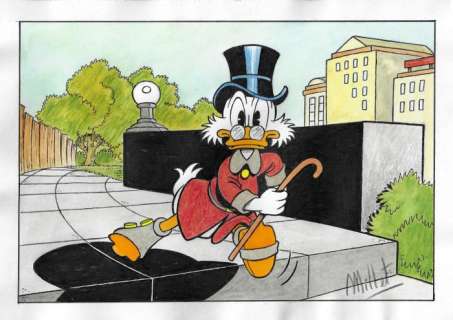 Millet | Scrooge McDuck - Original Drawing - Millet - Size: 21 x 29,5 cm | Catawiki