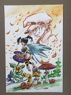 de Boer, Jaap - de Boer, Jaap - Dessin original couleur - Hommage Ã  Loisel - Peter Pan et Clochette - (2017)