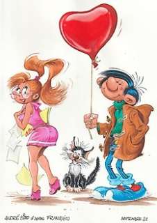 Sipp , André - Sipp , André - Dessin original couleur - Hommage Ã  Franquin - (2021)