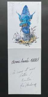 René Hausman | Hausman, René - Dessin original peint, signé et dédicacé - Bonne année 1988 - (1987) | Catawiki