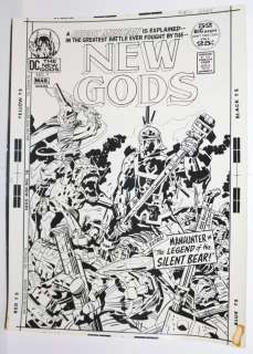Vintage Stats And Production Art - New gods #7 cover stat - steppenwolf and izaya - initials on the back of the dc bullpen  - 1972