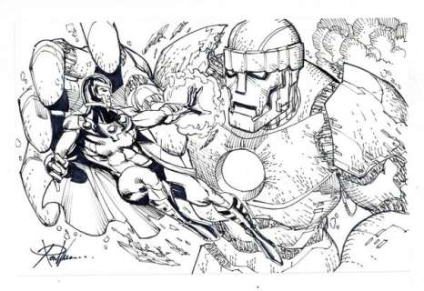 Magneto vs. Sentinel Sketch by Ron Williams | mycomicshop.com