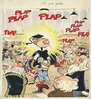 Mouminoux | Mouminoux - Dessin original couleur - Couverture Pilote 463 - Goutatou, Dorochaux et la puce gentille - (1968) | Catawiki