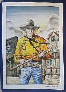 Fabrizio Russo - Tex - illustrazione originale a colori - Fabrizio Russo Tex Willer, acquarello su cartoncino - Page volante
