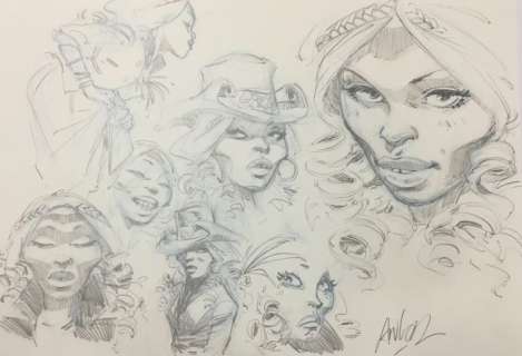 Anlor | Anlor - Dessin original - Ladies with guns - Cassie | Catawiki