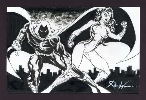Moon Knight and She-Hulk Sketch by Ron Williams | mycomicshop.com