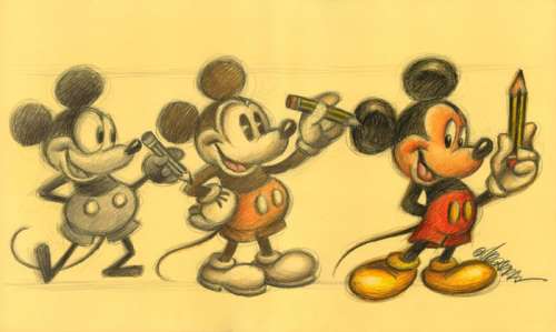 Joan Vizcarra | Mickey Mouse Evolution - Original Drawing - Joan Vizcarra - 50 x 32 cm - Pencil Art | Catawiki