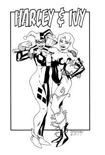 Derec Donovan | 11 X 17 Black And White, Two Figures, Minimal Background Page Commission | Comic Art House
