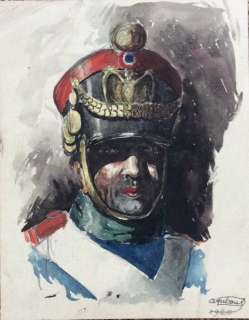Dubout, Albert | Dubout, Albert - Dessin original couleur - Grenadier de la garde impériale de Napoleon - (1920) | Catawiki