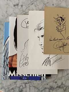 Hec Leemans, Paul Geerts, Karel Biddeloo, Philippe Geluck, Kristof Spaey | De Kat, Rode Ridder, Suskje en Wiske, Misschien, Bakelandt - 5 originele tekekeningen van Belgische striptekenaars | Catawiki