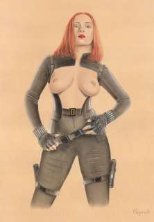 Daniel Cayuela | Daniel Cayuela - Original drawing - Black Widow - With COA - Size: 29,7 x 42 cm. - (2022) | Catawiki