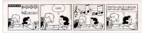 Charles Schulz Original ’’Peanuts’’ Comic Strip Featuring Schroeder & Lucy -- With Hand-Drawn Musical Notes | Nate Sanders