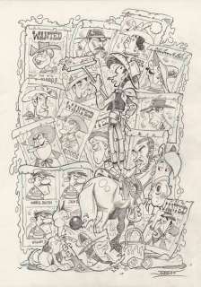 Jordan, Julian | Jordan, Julian - Original drawing - Lucky Luke - All Wanted! | Catawiki