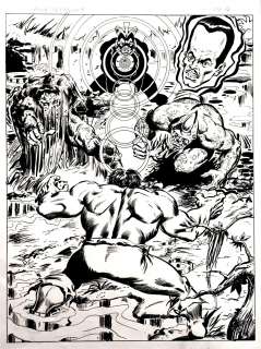 Jeff Aclin, Tony Dezuniga - marvel treasury edition #17 back cover (hulk battles glob, rhino, leader, havok! ) very large -1978