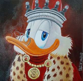 Bas Heymans | ’Uncle Scrooge - the King’ portrait’ - Oil on Canvas - Original Signed Art by Bas Heymans - 28x28 cm | Catawiki
