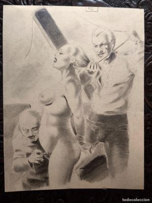 ILUSTRACIÓN DIBUJO A LÁPIZ. Boceto Trabajo. Cómic pulp horror erótico. Escuela Valenciana Años 60/70 | todocoleccion (Buy It Now)