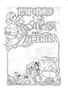 Valerio Held | Valerio Held - Original Pencil and Ink drawing - Topolino 1910 - Paperino e la prescoperta dell’America - (1992) | Catawiki