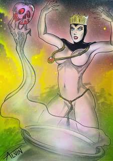 Alvin Silvrants | Evil Stepmother of Snow White bad apple - Original painting in colour by Alvin Silvrants | Catawiki