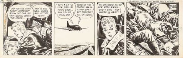 Milton Caniff | Terry & the Pirates, daily strip du 13 décembre 1943 | Galerie 9ème Art