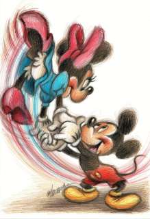 Joan Vizcarra | Mickey & Minnie Mouse Dance - Original Drawing - Joan Vizcarra - Pencil Art - Original Artwork | Catawiki