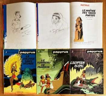 De Gieter | Papyrus T1 + T2 + T3 + T4 + T5 - 2 albums sont dédicacés - EO/RE - Cartonné - (1978/1988) | Catawiki