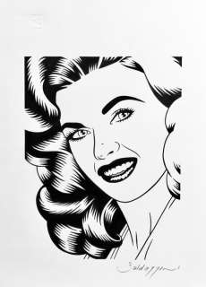 Roberto Baldazzini | Roberto Baldazzini - Illustrazione a inchiostro “Jayne Mansfield” - Page volante - Exemplaire unique | Catawiki