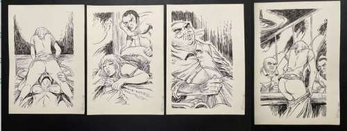 Géron, Jacques | Géron - 4x Dessin original - Page volante - Exemplaire unique | Catawiki