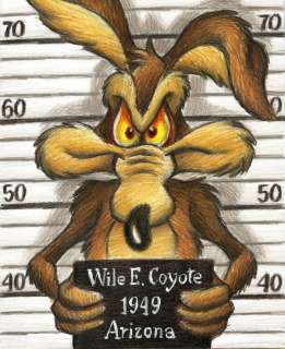 Joan Vizcarra | Wile E. Coyote Get Arrested [Looney Tunes] - Original Drawing - Joan Vizcarra - Pencil Art - Original Artwork - 42 x 30 cm | Catawiki