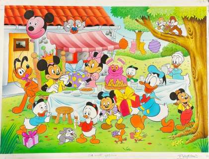 Ray Nicholson | Mickey Mouse - Garden Party - Original Signed Art by Ray Nicholson | Catawiki