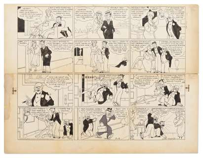Chic Young Hand-Drawn ’’Blondie’’ Sunday Comic Strip From 1933 -- The Bumsteads (Almost) Welcome Dagwood & Blondie Back Into the Family | Nate Sanders