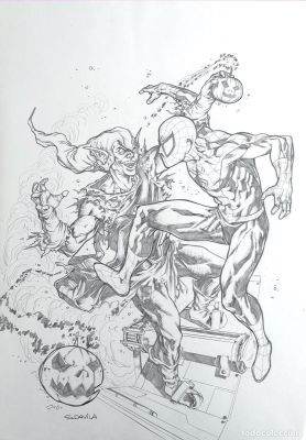 SERGIO DAVILA ILUSTRACION A3 SPIDERMAN VS GREEN GOBLIN | todocoleccion (Buy It Now)