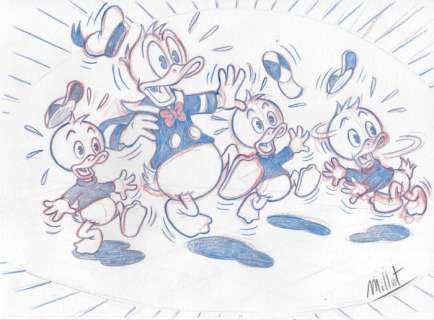 Millet | Donald Duck - "What the heck!" - Original Signed Sketch Drawing by Millet | Catawiki