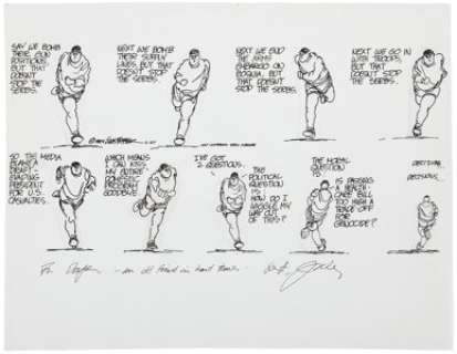 Jules Feiffer Comic Strip Production Art dated 2-27-94 (Universal Press Syndicate, 1994). A morning run gives -