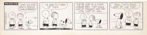 Charles Schulz Peanuts Daily Comic Strip Original Art dated 12-31-57 (United Feature Syndicate, 1957). Snoopy, - | Heritage